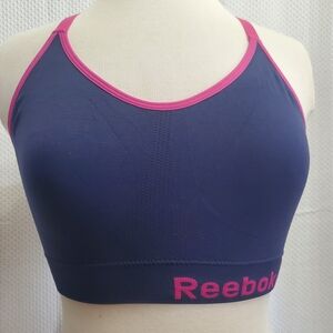 Reebok Navy Sports Bra with Pink Trim